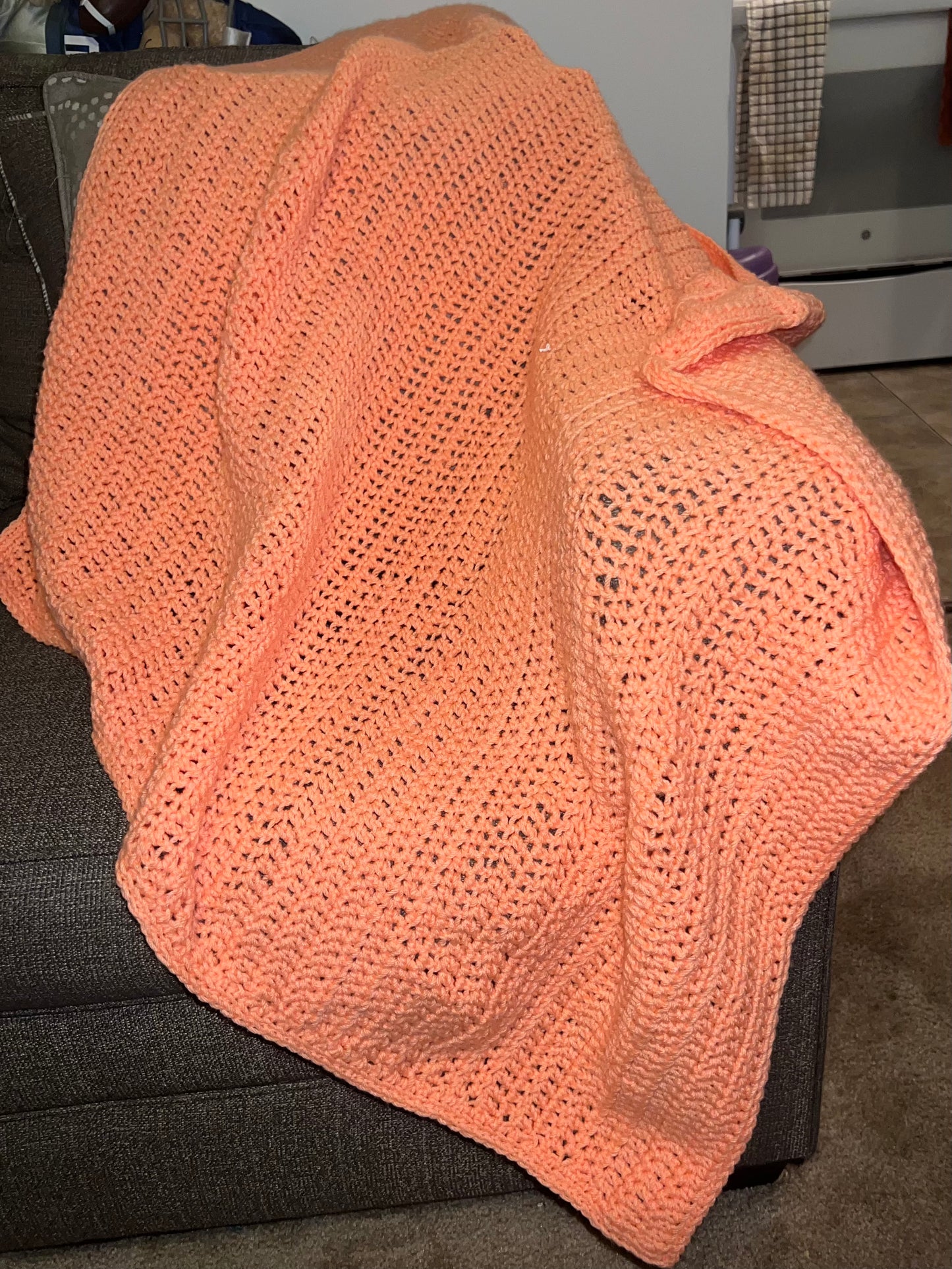 Handmade baby blanket, Crochet baby blanket, Tangerine baby blanket, Baby shower gift, Boho nursery decor, Baby Afghan, Baby baptism gift